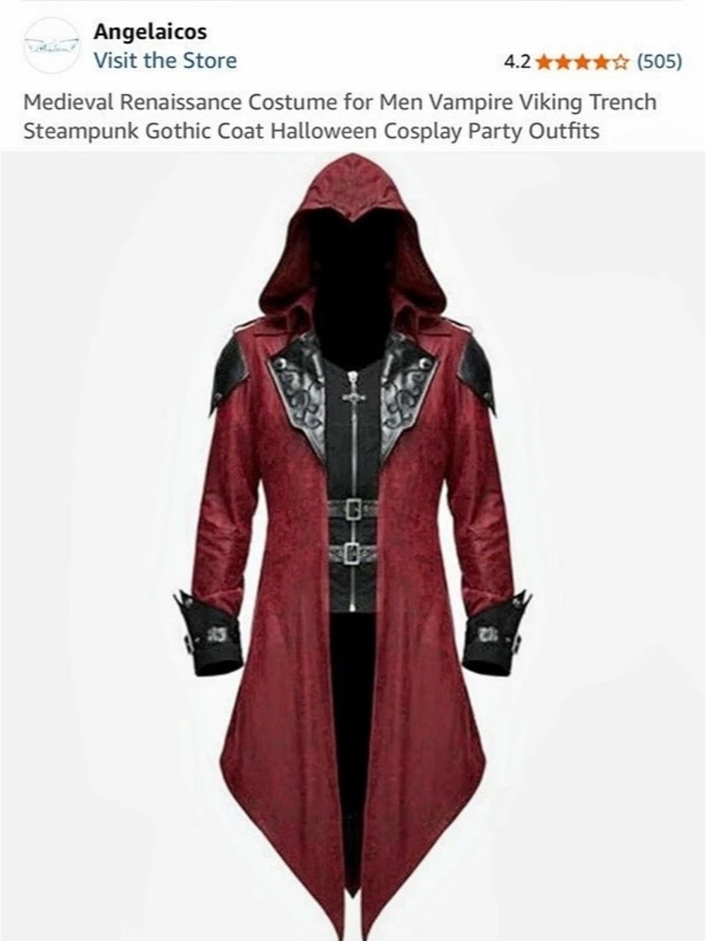Angelaicos Medieval Renaissance Costume for Men Vampire Viking Trench Steampunk